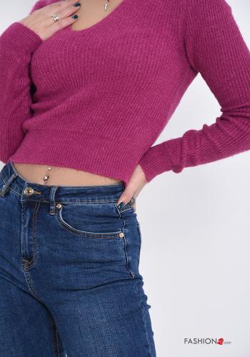 kurz Strickpullover mit V-Ausschnitt - ph 4
