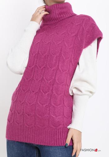 ärmellos Strickpullover Rollkragen-