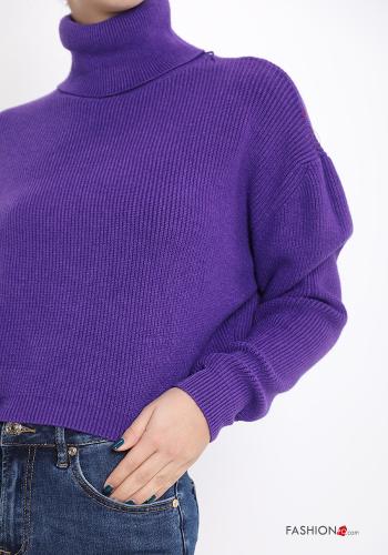Gerippte kurz Strickpullover Rollkragen- - ph 4
