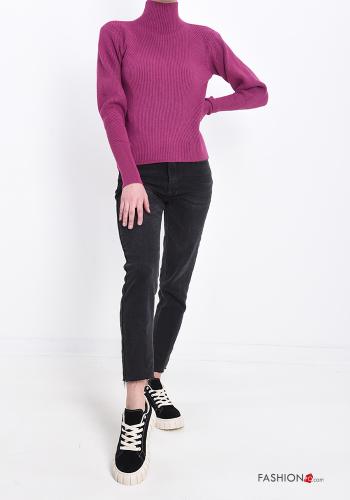 Maglione costine a collo alto - ph 5