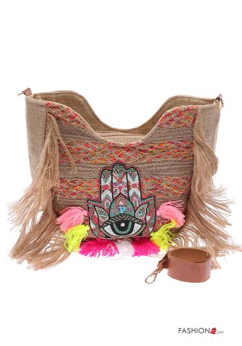 Borsa con frange con zip con tracolla - ph 1