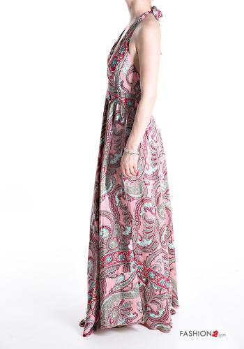 Abito in Seta senza maniche lungo Fantasia jacquard scollo a V - ph 3
