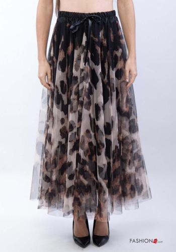 Animal print tulle full Skirt with elastic