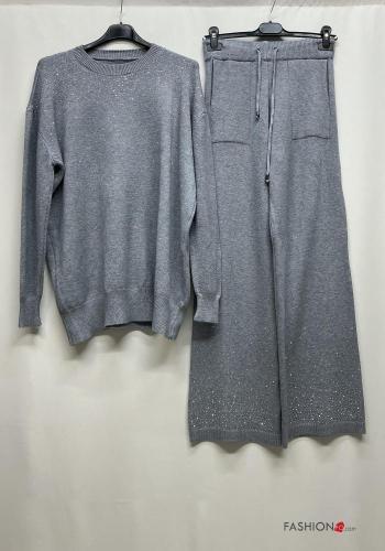 Conjunto manga comprida gola redonda com strass com elástico - ph 1