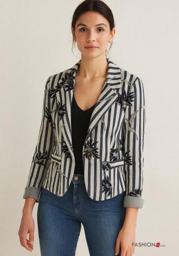 Giacca in Cotone maniche lunghe Fantasia mista con bottoni senza fodera - ph 1