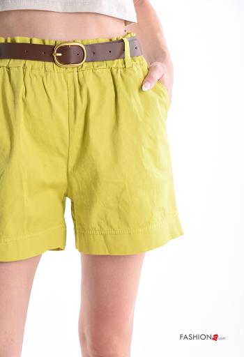 Cotton Shorts with belt with elastic with pockets - ph 4