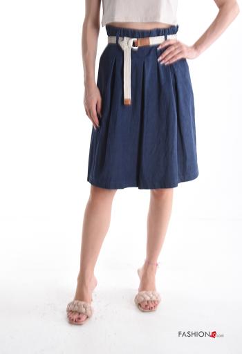 Bermuda en Coton taille haute à genoux avec ceinture avec poches