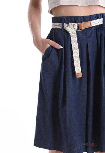 Bermuda in Cotone vita alta al ginocchio con cintura con tasche - ph 4