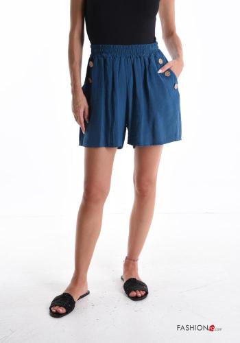 Pantaloncino Short in Lino con elastico con bottoni con tasche - ph 1