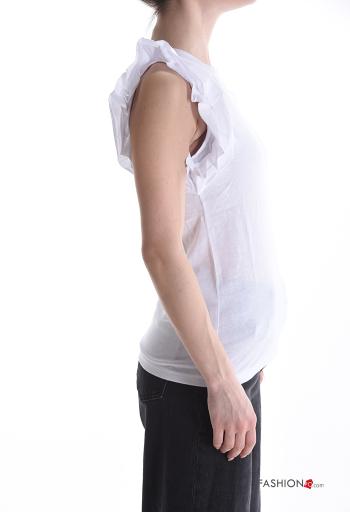 T-shirt in Cotone maniche corte girocollo con balze - ph 3