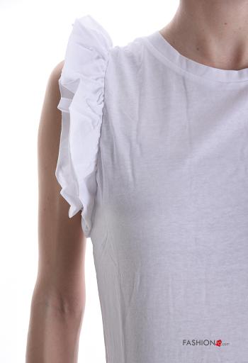 T-shirt in Cotone maniche corte girocollo con balze - ph 4