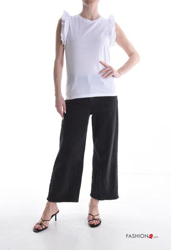 T-shirt in Cotone maniche corte girocollo con balze - ph 5