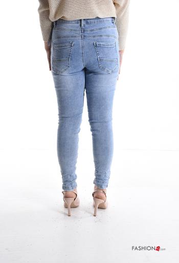 denim skinny Cotton Jeans with buttons with pockets - ph 2