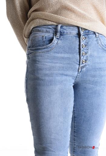 denim skinny Cotton Jeans with buttons with pockets - ph 4