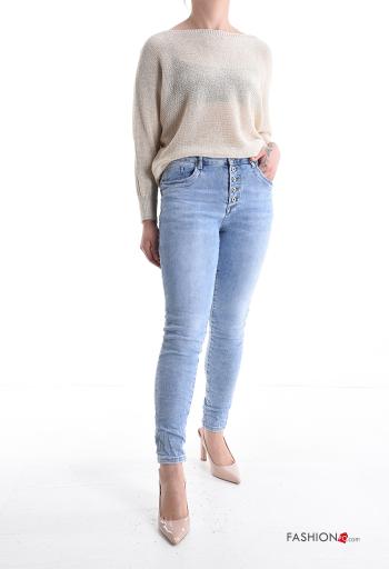 denim skinny Cotton Jeans with buttons with pockets - ph 5