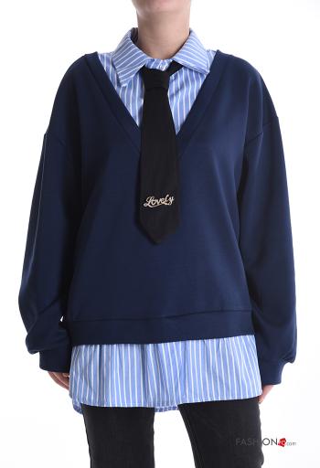 Striped long sleeve with collar Sweatshirt with buttons