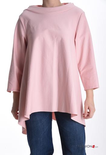 oversized asymmetrical Cotton Tunic 3/4 sleeve