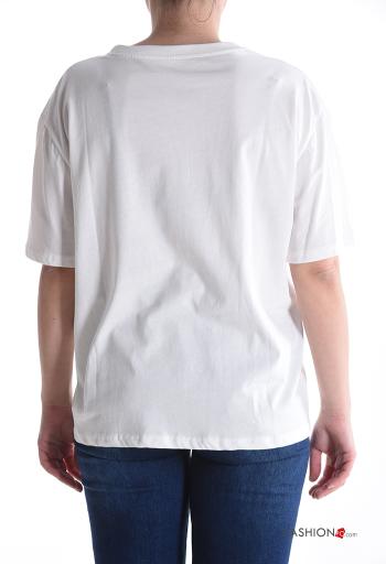 Lettering print short sleeve crew neck Cotton T-shirt - ph 2