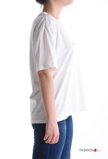 Lettering print short sleeve crew neck Cotton T-shirt - ph 3