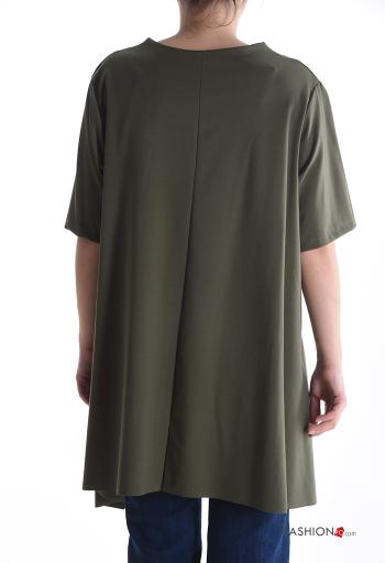 short sleeve asymmetrical oversized Blouse with v-neck - ph 2