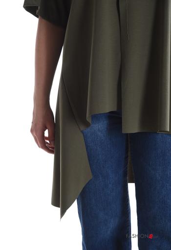 short sleeve asymmetrical oversized Blouse with v-neck - ph 4