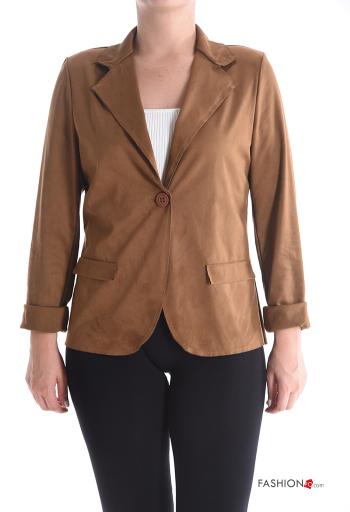 Wildleder lange ärmel Blazer mit Knöpfen ohne Futter