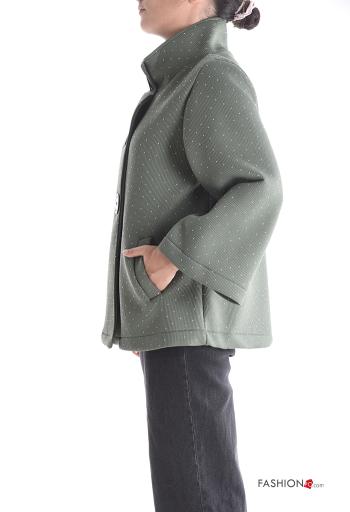 Jacket with buttons with rhinestones without lining with pockets Rollneck - ph 3