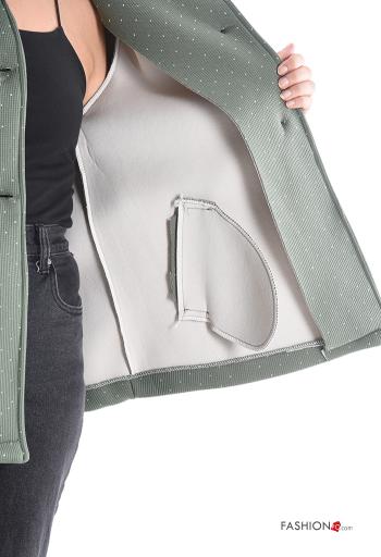 Jacket with buttons with rhinestones without lining with pockets Rollneck - ph 6