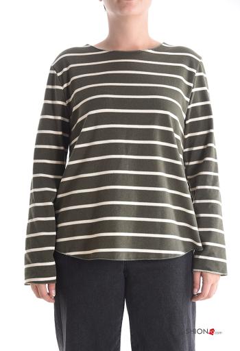 Striped crew neck Cotton Long sleeved top