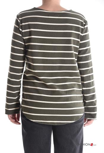 Striped crew neck Cotton Long sleeved top - ph 2