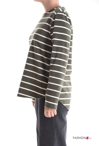 Striped crew neck Cotton Long sleeved top - ph 3