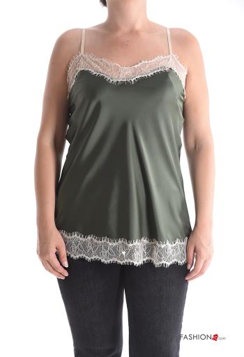 Spitze- ärmellos verstellbarer Satin Top - ph 1