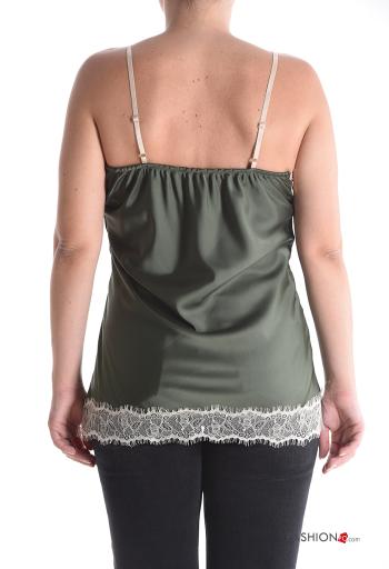 Spitze- ärmellos verstellbarer Satin Top - ph 2