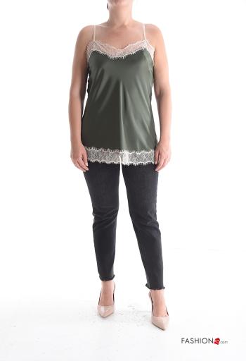 Spitze- ärmellos verstellbarer Satin Top - ph 5