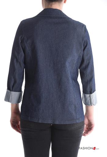 Blazer em Algodão denim manga comprida com gola com botões - ph 2