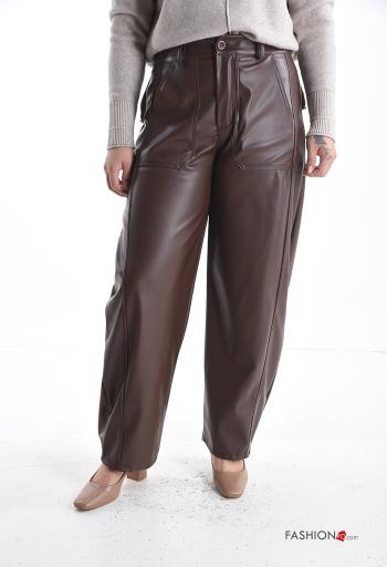 faux leather Trousers with pockets