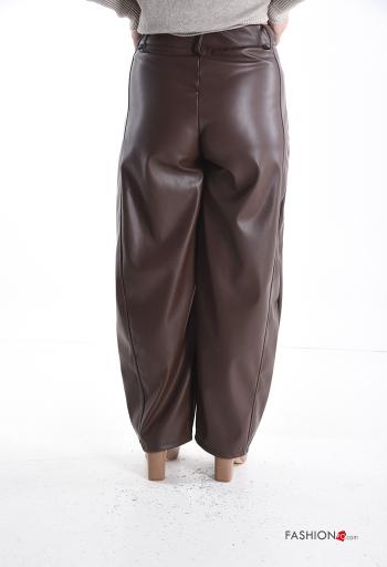 faux leather Trousers with pockets - ph 2