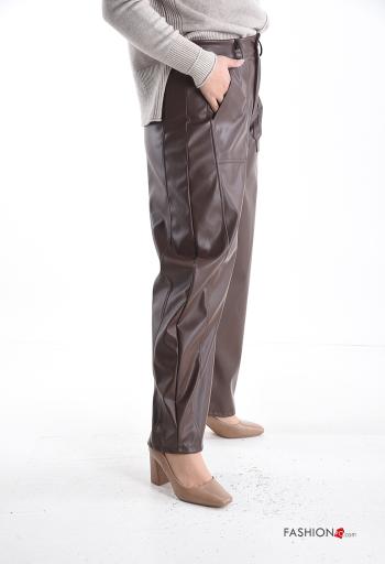 faux leather Trousers with pockets - ph 3