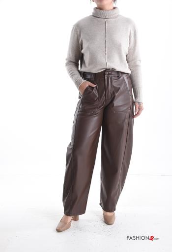 faux leather Trousers with pockets - ph 5