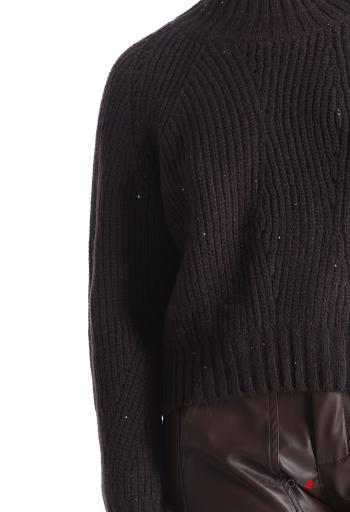 Camisola manga comprida em jersey canelado gola redonda com lantejoulas - ph 4