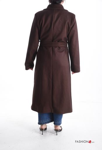 Manteau longue à boutons avec ceinture avec doublure avec poches - ph 2