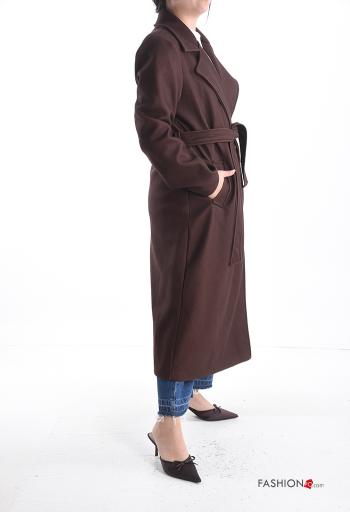 Manteau longue à boutons avec ceinture avec doublure avec poches - ph 3