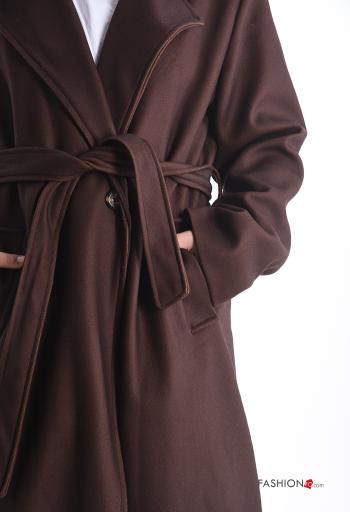 Manteau longue à boutons avec ceinture avec doublure avec poches - ph 4