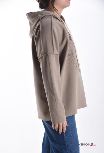 Sweatshirt manga comprida Padrão Estampado com capuz com cordão - ph 3