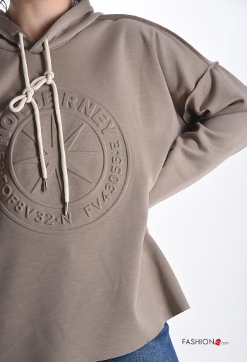 Sweatshirt manga comprida Padrão Estampado com capuz com cordão - ph 4