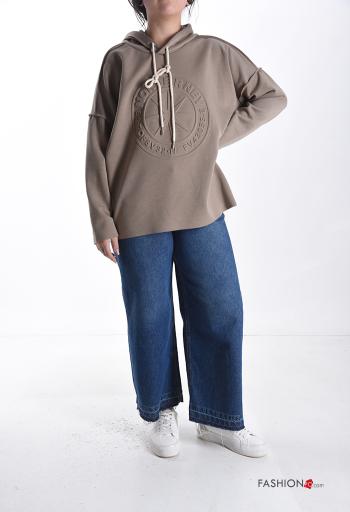 Sweatshirt manga comprida Padrão Estampado com capuz com cordão - ph 5