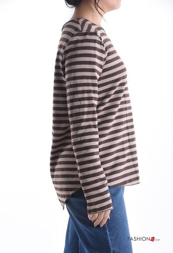 Maglietta a manica lunga in Cotone girocollo Fantasia righe - ph 3