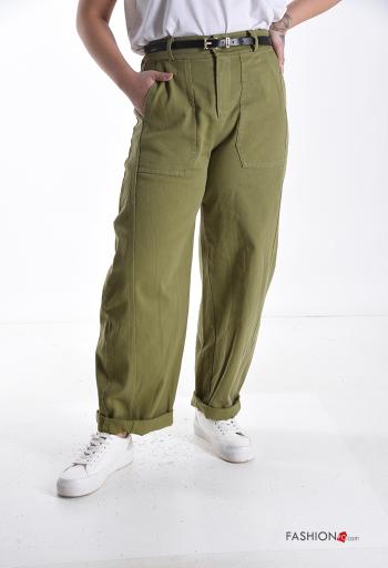Jeans in Cotone wide leg con cintura con tasche - ph 1