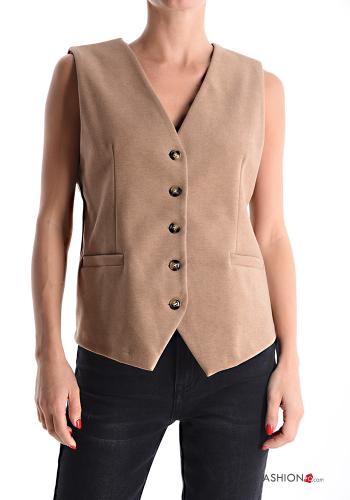 Gilet with buttons with v-neck