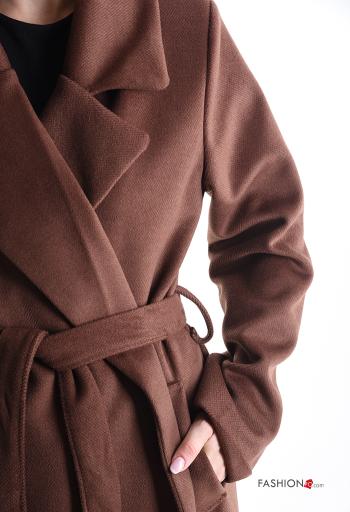 Coat with lining with fabric belt - ph 4